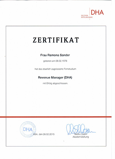 Zertifikat DHA Revenue Manager